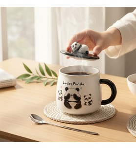 3D Kabartmalı 400ml Sevimli Panda Kupa Bardak