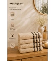 4lü El Yüz Havlusu Seti %100 Pamuk 50x90 cm Savana Kum Beji