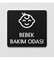 Bebek Bakım Odası Levhası Ofis Yönlendirme Kapı İsimlik Tabela (Siyah)