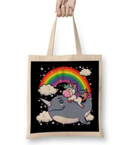 Adorable Unicorn Riding Narwhal Unicorn Of The Sea Bez Çanta Uzun Saplı