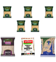 YAZAR 5KG FASULYE+5KG TOZ ŞEKER+5KG NOHUT+5PAK AŞURELİK BUĞDAY F