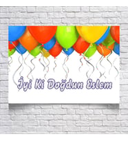 Balon Temalı Doğum Günü Afişi