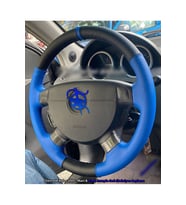 Chevrolet Lacetti Araca Özel Direksiyon Kılıfı (Mavi Deri Karbon Mavi Dikiş)