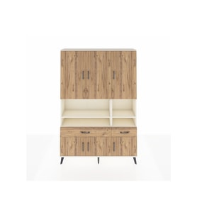 Arges Gardrop 8 Raflı 2 Çekmeceli 6 Kapaklı 132x30x195 Aytaşı-Çam