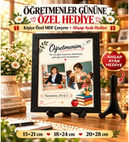 Öğretmenler Günü Hediyesi Kişiye Özel Fotoğraflı İsimli MDF Çerçeve – Ahşap Ayak Hediyeli