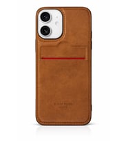 Apple iPhone 16 Kartlıklı Rich Boss Lüx Deri Kılıf Açık Kahve