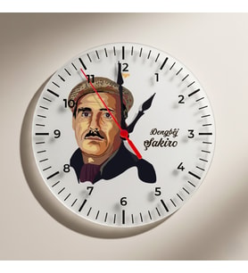 Dengbêj Şakiro Tasarımlı Duvar Saati (Krem)