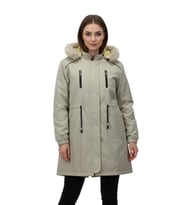 Kadın Kapüşonlu İçi Peluş Mont BGL-ST05028 (Taş)