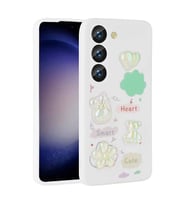 Galaxy S23 Kılıf Kabartma Figürlü Parlak Toys Silikon Kılıf (Beyaz)
