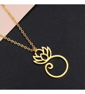 Altın Kaplama Lotus Çiçeği Gümüş Kolye