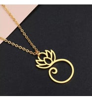 Altın Kaplama Lotus Çiçeği Gümüş Kolye