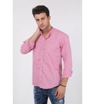 Erkek Ekoseli Hakim Yaka Uzun Kollu Gömlek 21Y-4300597-2 Pembe