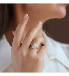 Elips 2.00 CT Sky Diamond Gümüş Yüzük