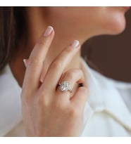 Elips 2.00 CT Sky Diamond Gümüş Yüzük