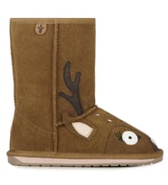 EMU Australia Leather Deer Walker Girl's Boot Kız Çocuk Koyun Derisi Koyun Kürkü Bot Kahverengi
