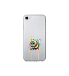 iPhone 8 ile uyumlu Splash arı tasarımlı şeffaf silikon kılıf