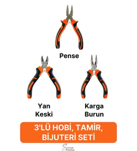 Mini Takı Bijuteri Seti Dayanıklı Kesme Kıvırma Pense Yan Keski Karga Burun Hobi Alet Takımı 3'lü