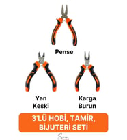 Mini Takı Bijuteri Seti Dayanıklı Kesme Kıvırma Pense Yan Keski Karga Burun Hobi Alet Takımı 3'lü