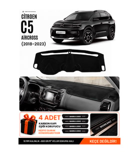 CITROEN C5 AİRCROSS (2018-2026) Uyumlu Torpido Örtüsü Torpido Kılıfı - Siyah
