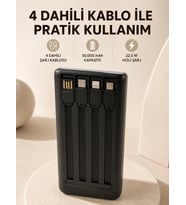 Hızlı Şarj Powerbank 50.000 Mah 4 Dahili Kablolu Led Aydınlatmalı Dijital Göstergeli Taşınabilir Batarya