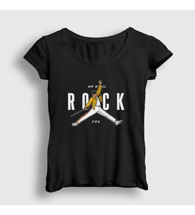 Presmono Kadın Siyah Rock You Queen Freddie Mercury T-Shirt 34603tt