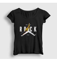 Presmono Kadın Siyah Rock You Queen Freddie Mercury T-Shirt 34603tt