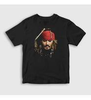 Presmono Unisex Çocuk Siyah Johnny Depp Captain Jack Sparrow T-Shirt 350198tt