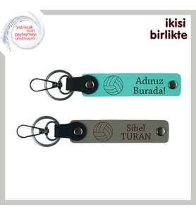 Sporda İlk Madalyaya Hatıralık Tasarım, Kişiye Özel Anahtarlık Takımı, Turkuaz-Kül Gri