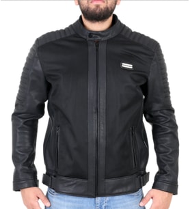 Deri Motosiklet Ceketi Siyah Deri Blade fileli Motor Ceket