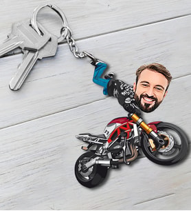 Kişiye Özel Motorcu Tasarımlı Karikatür Anahtarlık 114