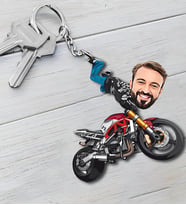 Kişiye Özel Motorcu Tasarımlı Karikatür Anahtarlık 114