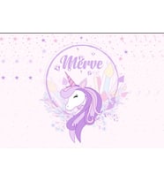 Mor Unicorn Temalı Doğum Günü Afişi 100x150 cm