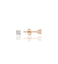 Işıltılı 925 Ayar Gümüş Rose Kaplama Zirkon Taşlı Tek Taş Küpe 4 Mm (Beyaz)