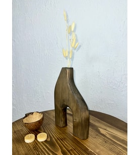 O&a Wood Doğal Ahşap Dekoratif Biblo Vazo Ceviz