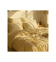 Çift Kişilik Nevresim Takımı 200x220 160x200+30 Lastikli Çarşaf 4 Yastık Kılıfı Sarı