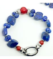 2276 Lapislazuli Mercan el yapımı çift sıra bileklik