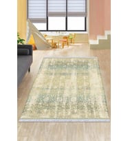 Yeşil Vintage Dokuma Pamuk Tabanlı Kaymaz Kilim KLM137