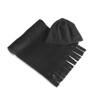 Kadın ve Erkek Unisex polar Siyah Atkı Bere Takım