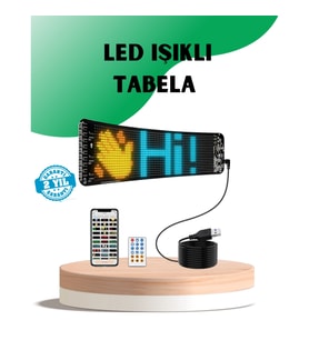 Mey İthalat® USB Destekli LED Mağaza Tabelası – Renkli RGB Kayan Yazı Paneli