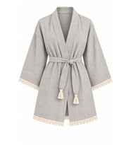 Kimono Müslin 2 Katlı Peştemal Bornoz (Beden L-XL)