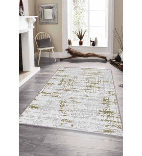 Yeşil Vintage Kaymaz Tabanlı Makinede Yıkanabilir Halı ES07 - 100 x 160 cm