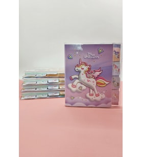 Unicorn Temalı A6 Not Defteri , Ayraçlı Ajanda - Pembe