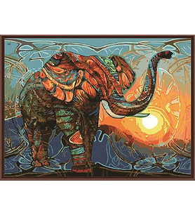 Fil Sayılarla Boyama Seti 60x75 cm (Tuvale Gerili)
