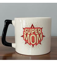Süper Mom Kırmızı Baskılı Siyah Kulplu D Kupa