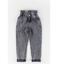 Yüksek Bel Kız Çocuk Kot Pantolon Çocuk Jean (Füme)