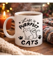 Northcity Model 62 Sevimli Kedi Desenli Porselen Kahve Kupası – Life is Purrfect