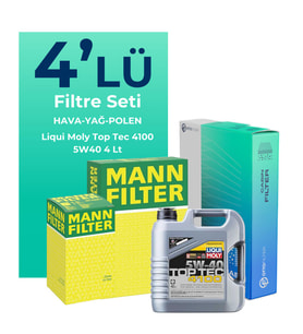 MANN Lancia Delta 1.4 Benzin Filtre Bakım Seti Liqui Moly Motor Yağlı (2008-2015) 4 Lü