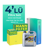 MANN Lancia Delta 1.4 Benzin Filtre Bakım Seti Liqui Moly Motor Yağlı (2008-2015) 4 Lü