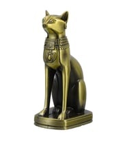 Antik Mısır Kedi Heykeli Bastet Metal Dekoratif Hediyelik Biblo 8x15cm