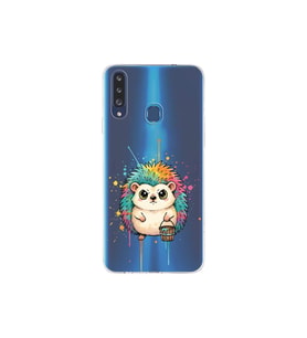 Samsung Galaxy A20S ile Uyumlu Splash Kirpi Tasarımlı Şeffaf Silikon Kılıf